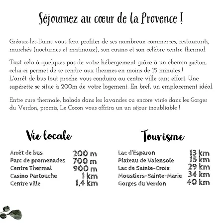 Le Cocon * Gréoux-les-Bains